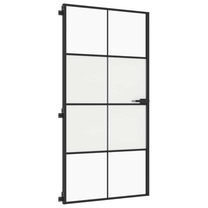 vidaXL Interior Door Slim Black 102,5x201,5 cm Tempered Glass and Aluminium 4