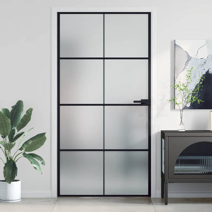 Interior Door Slim Black 102.5x201.5 cm 4x2 Grids Black and matt