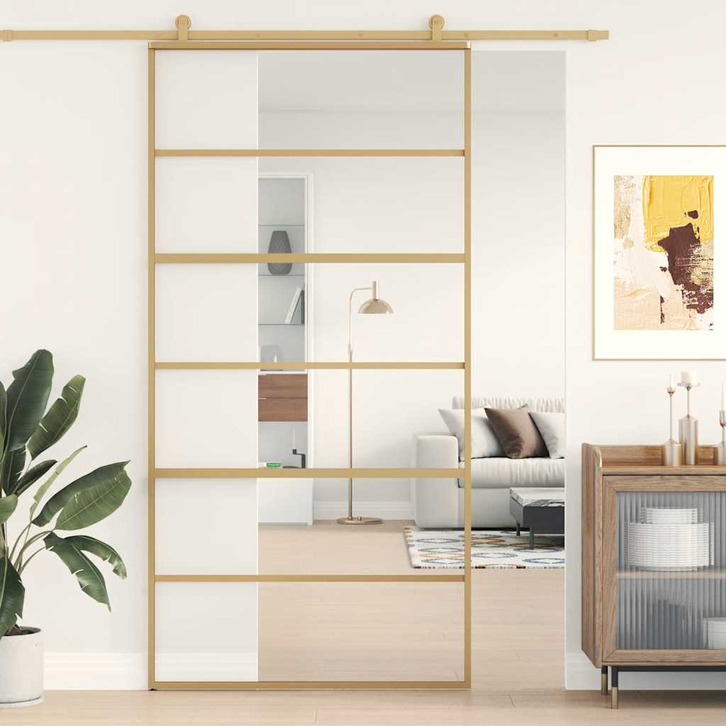 vidaXL Sliding Door 102.5x205 cm Clear ESG Glass and Aluminium