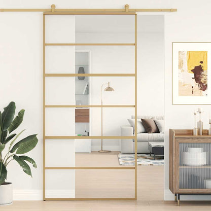 vidaXL Sliding Door 102.5x205 cm Clear ESG Glass and Aluminium