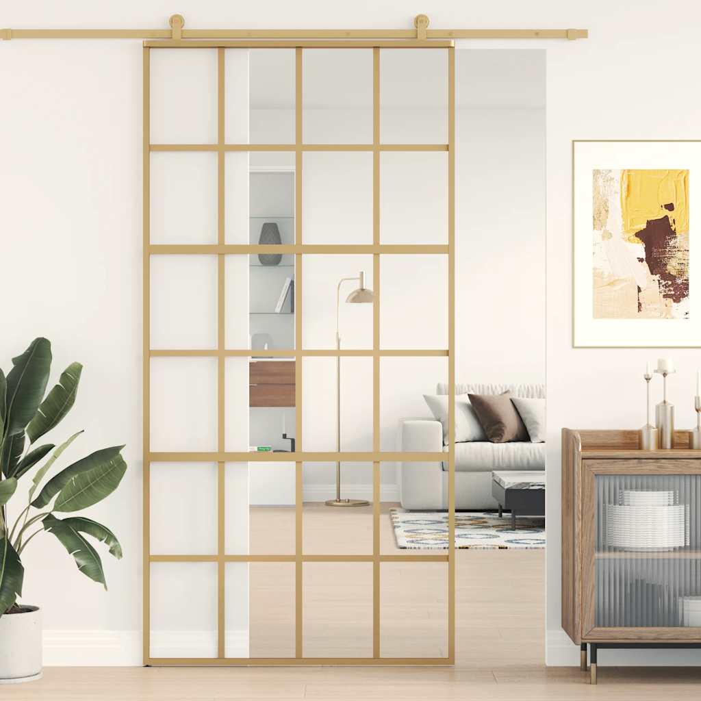 vidaXL Sliding Door 102.5x205 cm Clear ESG Glass and Aluminium