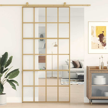 vidaXL Sliding Door 102.5x205 cm Clear ESG Glass and Aluminium