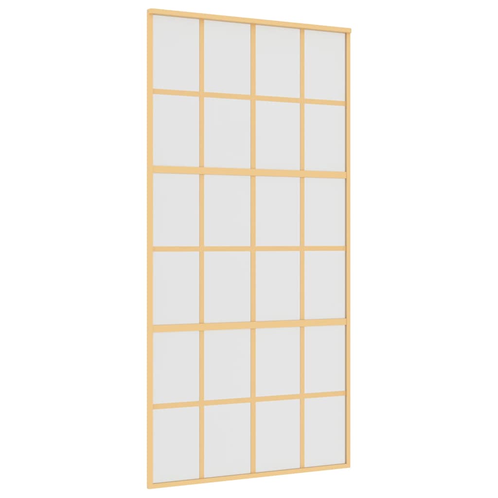 Sliding Door 102,5x205 cm Clear ESG Glass and Aluminium Length 205 cm Width 102.5 cm Gold and matt 6x4 grids