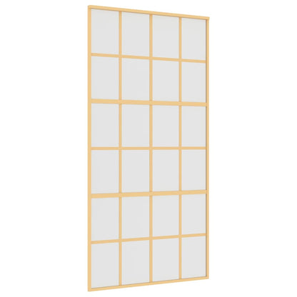 Sliding Door 102,5x205 cm Clear ESG Glass and Aluminium Length 205 cm Width 102.5 cm Gold and matt 6x4 grids