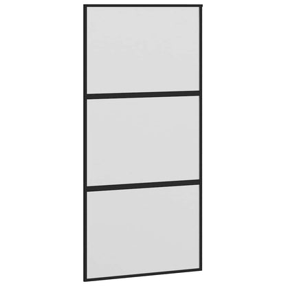 vidaXL Sliding Door Black 102.5x205 cm Tempered Glass and Aluminium 2