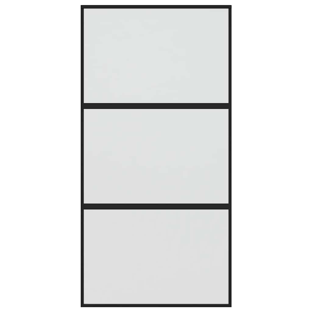 vidaXL Sliding Door Black 102.5x205 cm Tempered Glass and Aluminium 4