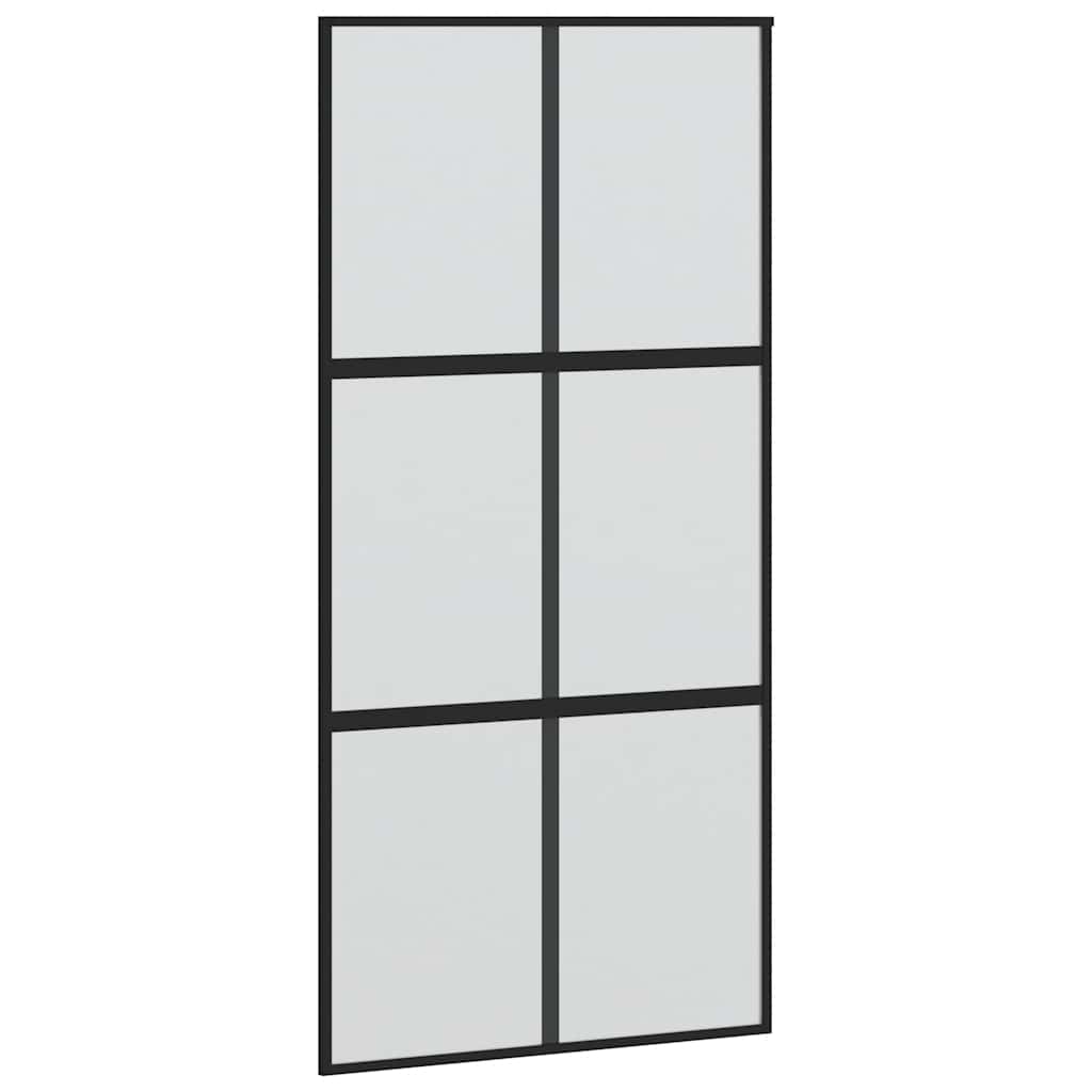 vidaXL Sliding Door Black 102.5x205 cm Tempered Glass and Aluminium 2
