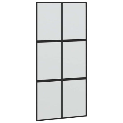 vidaXL Sliding Door Black 102.5x205 cm Tempered Glass and Aluminium 2