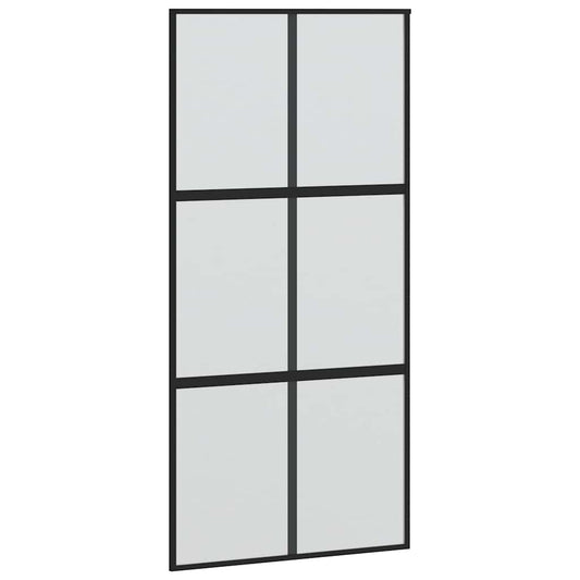 vidaXL Sliding Door Black 102.5x205 cm Tempered Glass and Aluminium 2