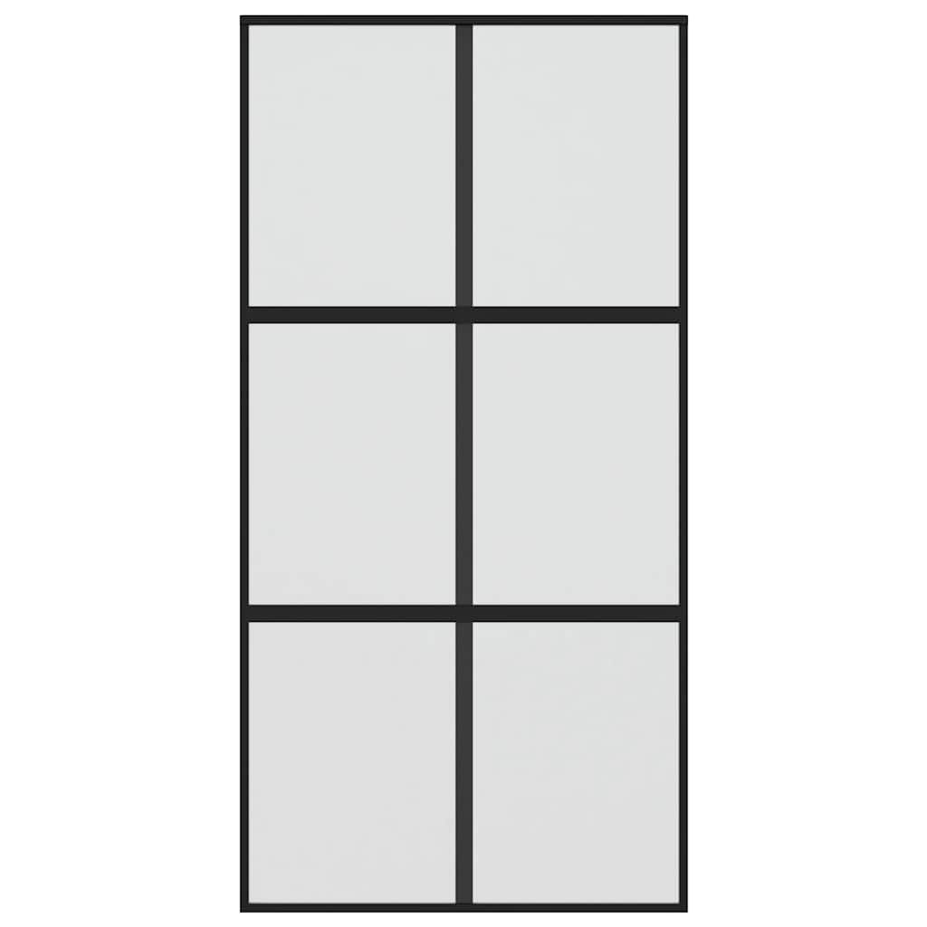 vidaXL Sliding Door Black 102.5x205 cm Tempered Glass and Aluminium 3