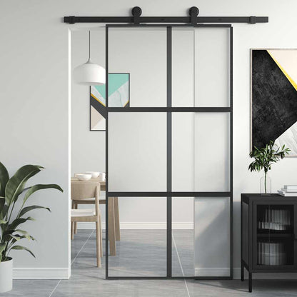 vidaXL Sliding Door 102.5x205 cm Clear ESG Glass and Aluminium