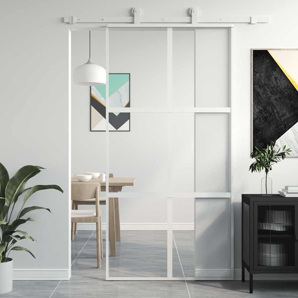 vidaXL Sliding Door 102.5x205 cm Clear ESG Glass and Aluminium
