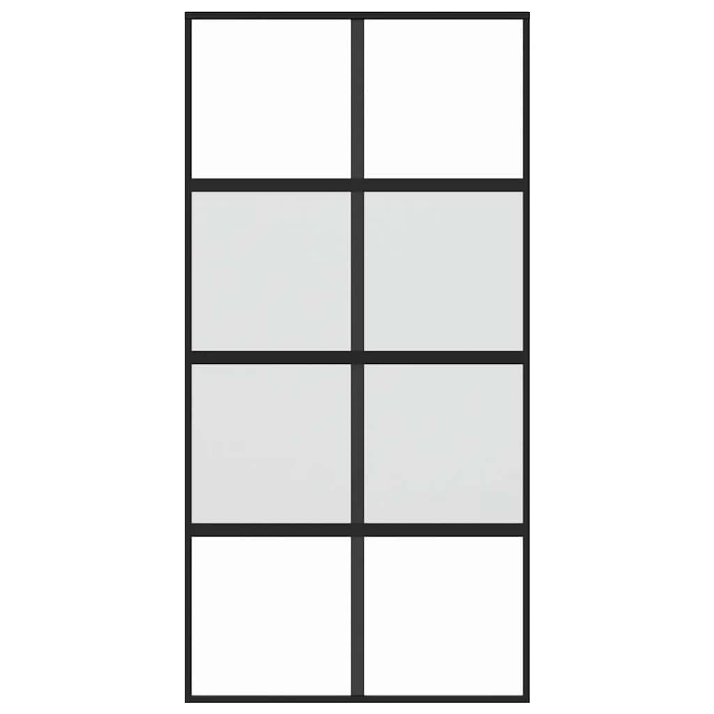 Sliding Door ESG Glass and Aluminium 102,5x205 cm 102.5 x 205 cm Black Half frosted