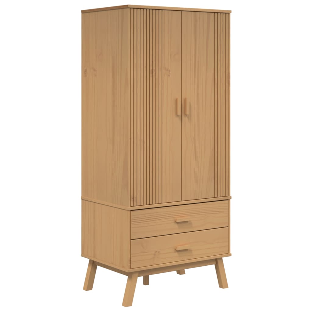 vidaXL Wardrobe "OLDEN" Brown 76,5x53x172 cm Solid Wood Pine 2