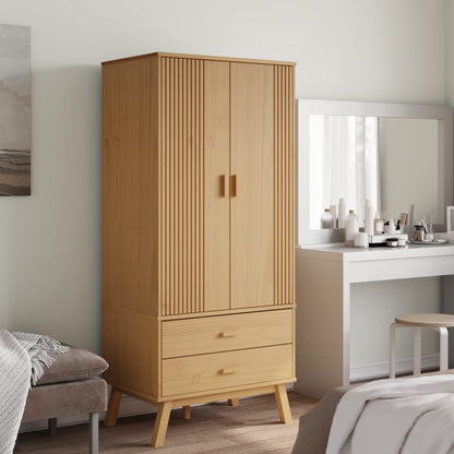 vidaXL Wardrobe "OLDEN" Brown 76,5x53x172 cm Solid Wood Pine 3