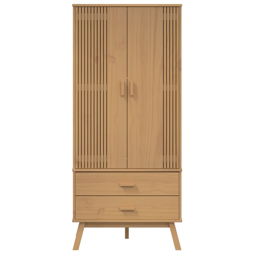 vidaXL Wardrobe "OLDEN" Brown 76,5x53x172 cm Solid Wood Pine 6