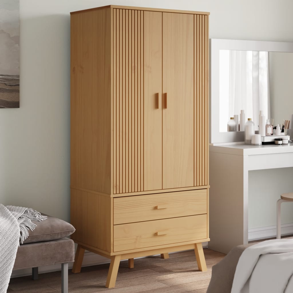 vidaXL Wardrobe "OLDEN" Brown 76,5x53x172 cm Solid Wood Pine 1