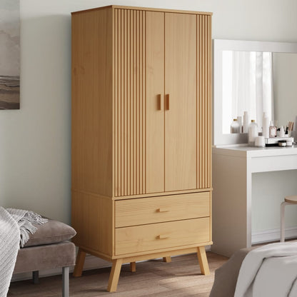 vidaXL Wardrobe "OLDEN" Brown 76,5x53x172 cm Solid Wood Pine 1