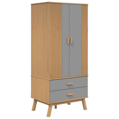 Wardrobe "OLDEN" 76,5x53x172 cm Solid Wood Pine Grey and brown