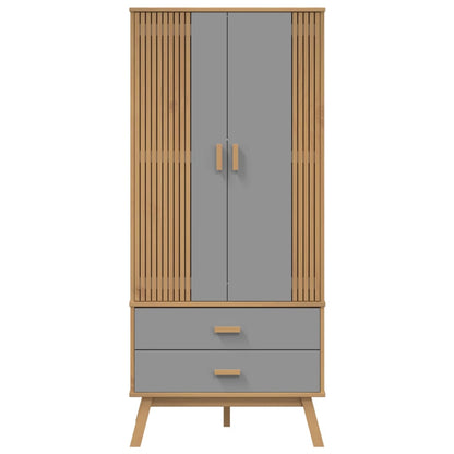 vidaXL Wardrobe "OLDEN" Grey and Brown 76,5x53x172 cm Solid Wood Pine 6