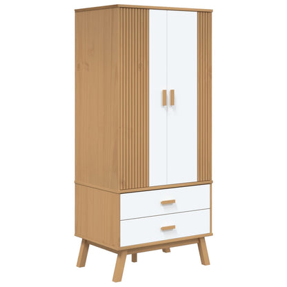 vidaXL Wardrobe "OLDEN" White and Brown 76,5x53x172 cm Solid Wood Pine 2