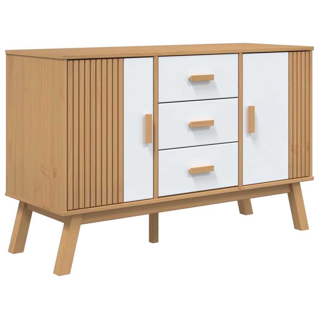 vidaXL Sideboard OLDEN White and Brown 114x43x73.5cm Solid Wood Pine 2