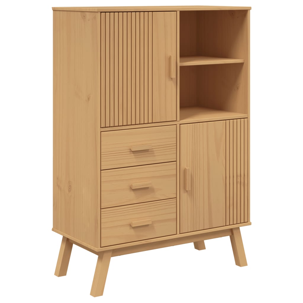 vidaXL Highboard OLDEN Brown 85x43x125 cm Solid Wood Pine 2