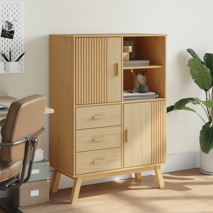 vidaXL Highboard OLDEN Brown 85x43x125 cm Solid Wood Pine 3
