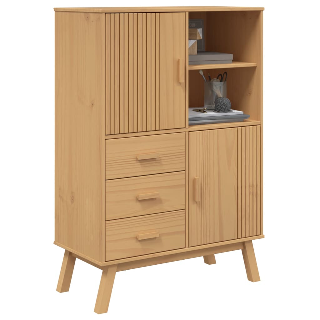 vidaXL Highboard OLDEN Brown 85x43x125 cm Solid Wood Pine 4