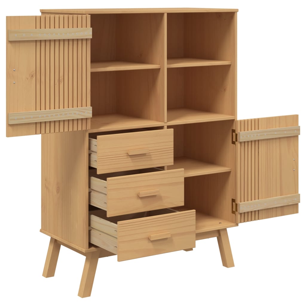 vidaXL Highboard OLDEN Brown 85x43x125 cm Solid Wood Pine 6