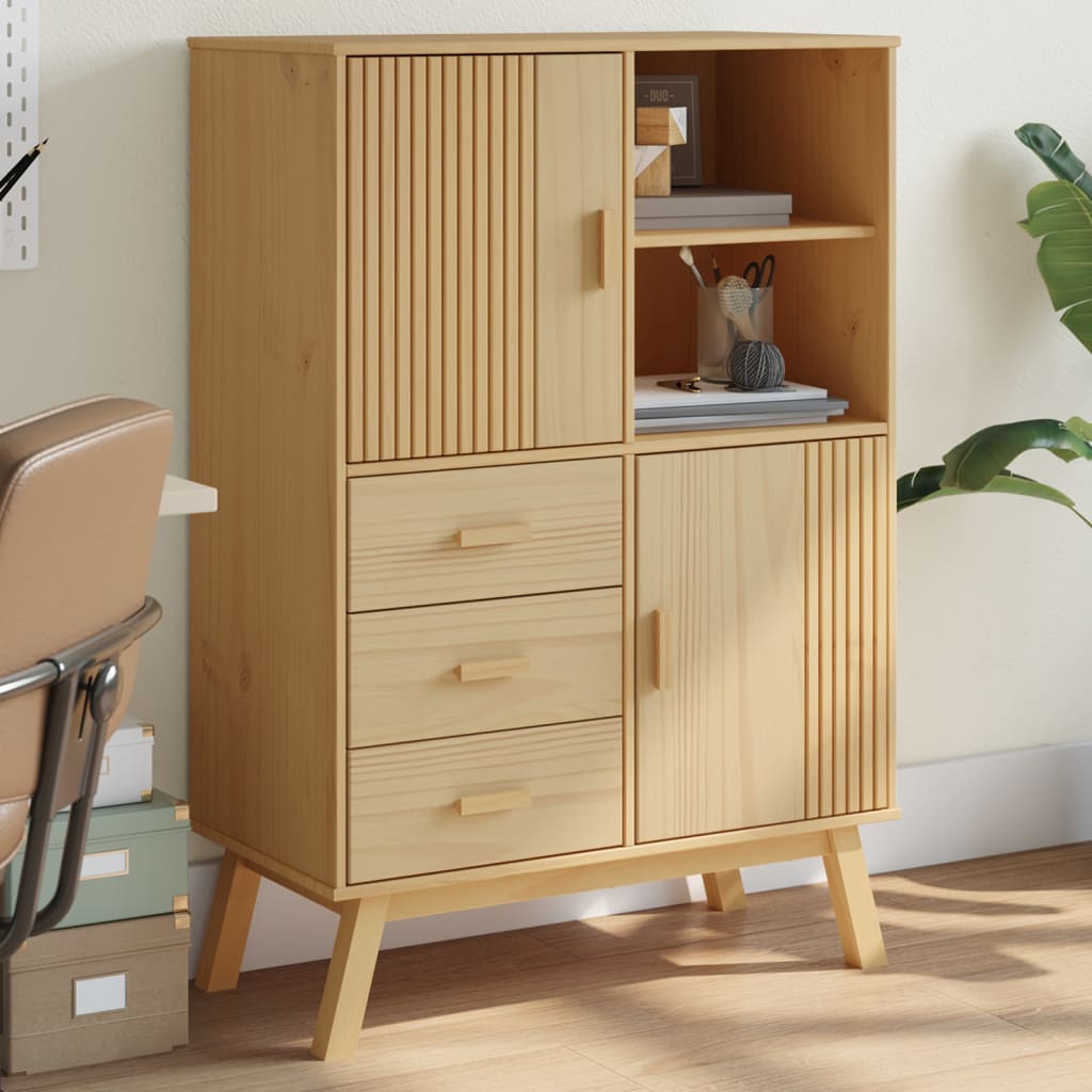 vidaXL Highboard OLDEN Brown 85x43x125 cm Solid Wood Pine 1