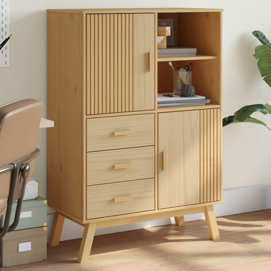 vidaXL Highboard OLDEN Brown 85x43x125 cm Solid Wood Pine 1