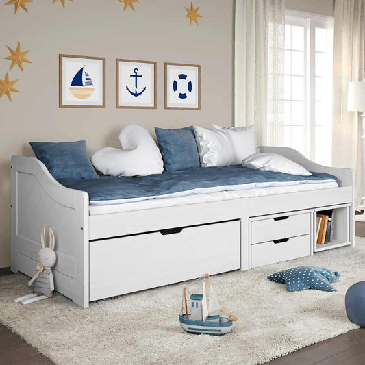 vidaXL Day Bed with 3 Drawers without Mattress "IRUN" White 90x200 cm 1