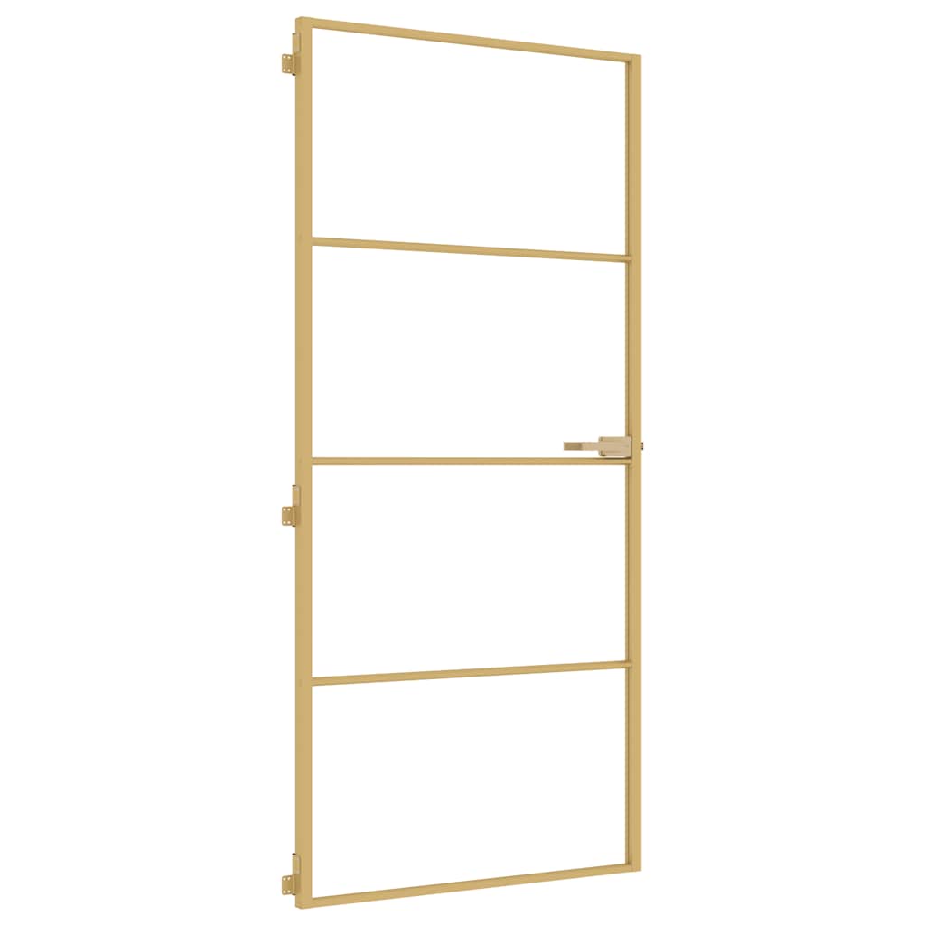 vidaXL Interior Door Slim Golden 93x201,5 cm Tempered Glass and Aluminium 2