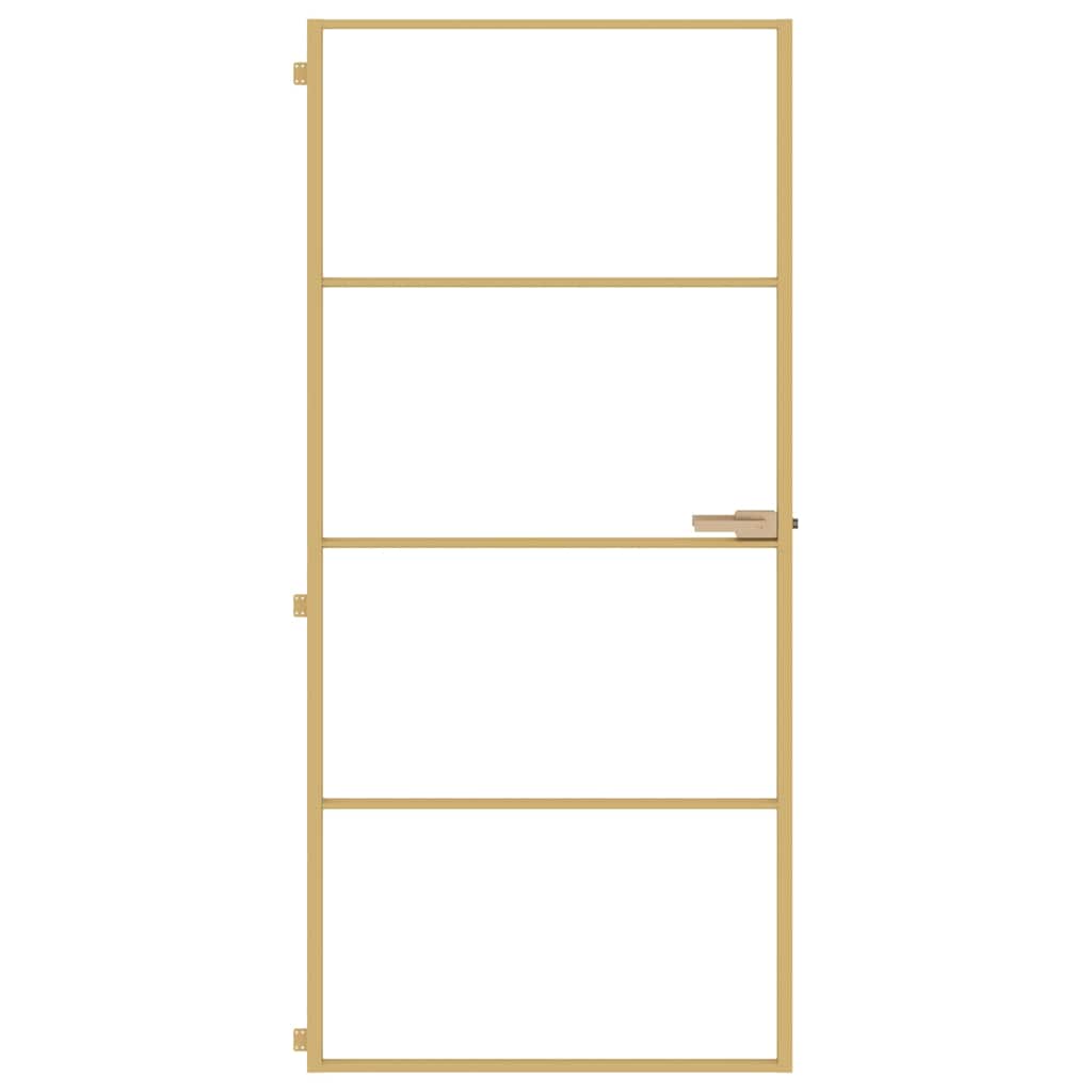 vidaXL Interior Door Slim Golden 93x201,5 cm Tempered Glass and Aluminium 3