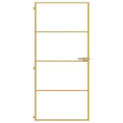 vidaXL Interior Door Slim Golden 93x201,5 cm Tempered Glass and Aluminium 3