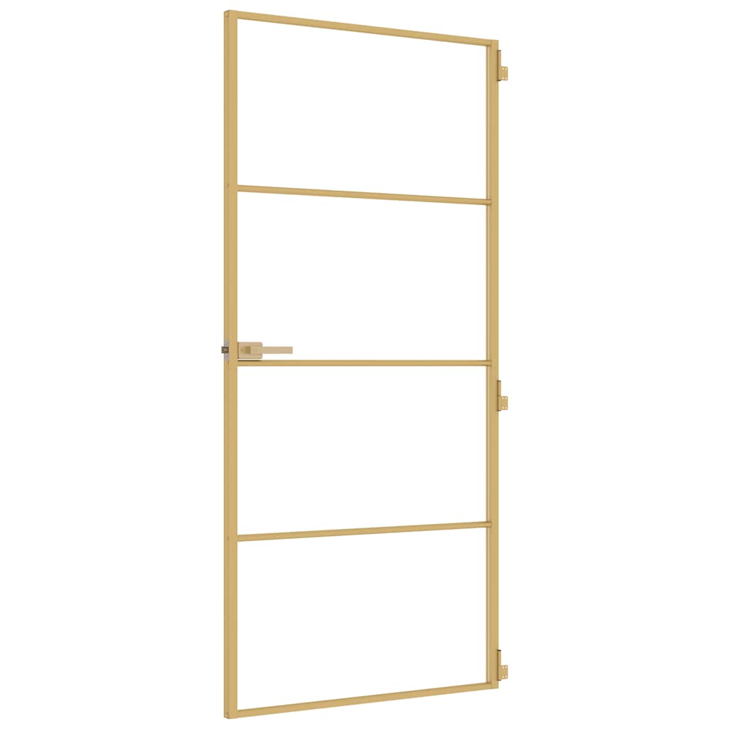 vidaXL Interior Door Slim Golden 93x201,5 cm Tempered Glass and Aluminium 4
