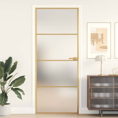 vidaXL Interior Door Slim Black 83x201.5 cm Tempered Glass&Aluminium 3 Horizontal Bars