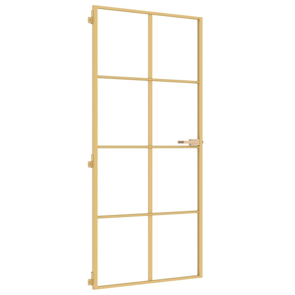 vidaXL Interior Door Slim Golden 93x201,5 cm Tempered Glass and Aluminium 2