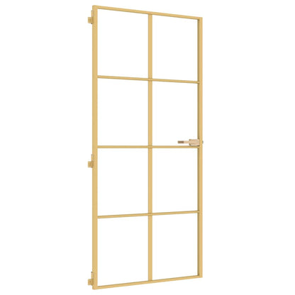 vidaXL Interior Door Slim Golden 93x201,5 cm Tempered Glass and Aluminium 2