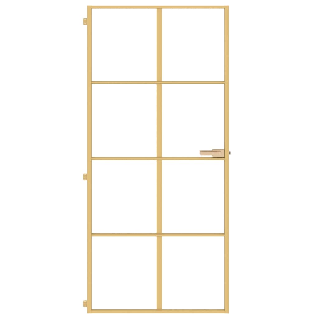 vidaXL Interior Door Slim Golden 93x201,5 cm Tempered Glass and Aluminium 3