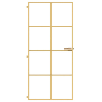 vidaXL Interior Door Slim Golden 93x201,5 cm Tempered Glass and Aluminium 3