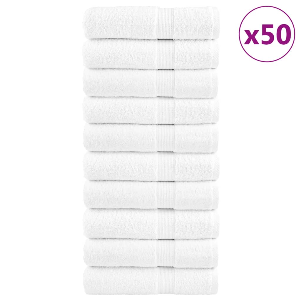 vidaXL Premium Hand Towels "SOLUND" 50 pcs White 50x100 cm 600 gsm 1