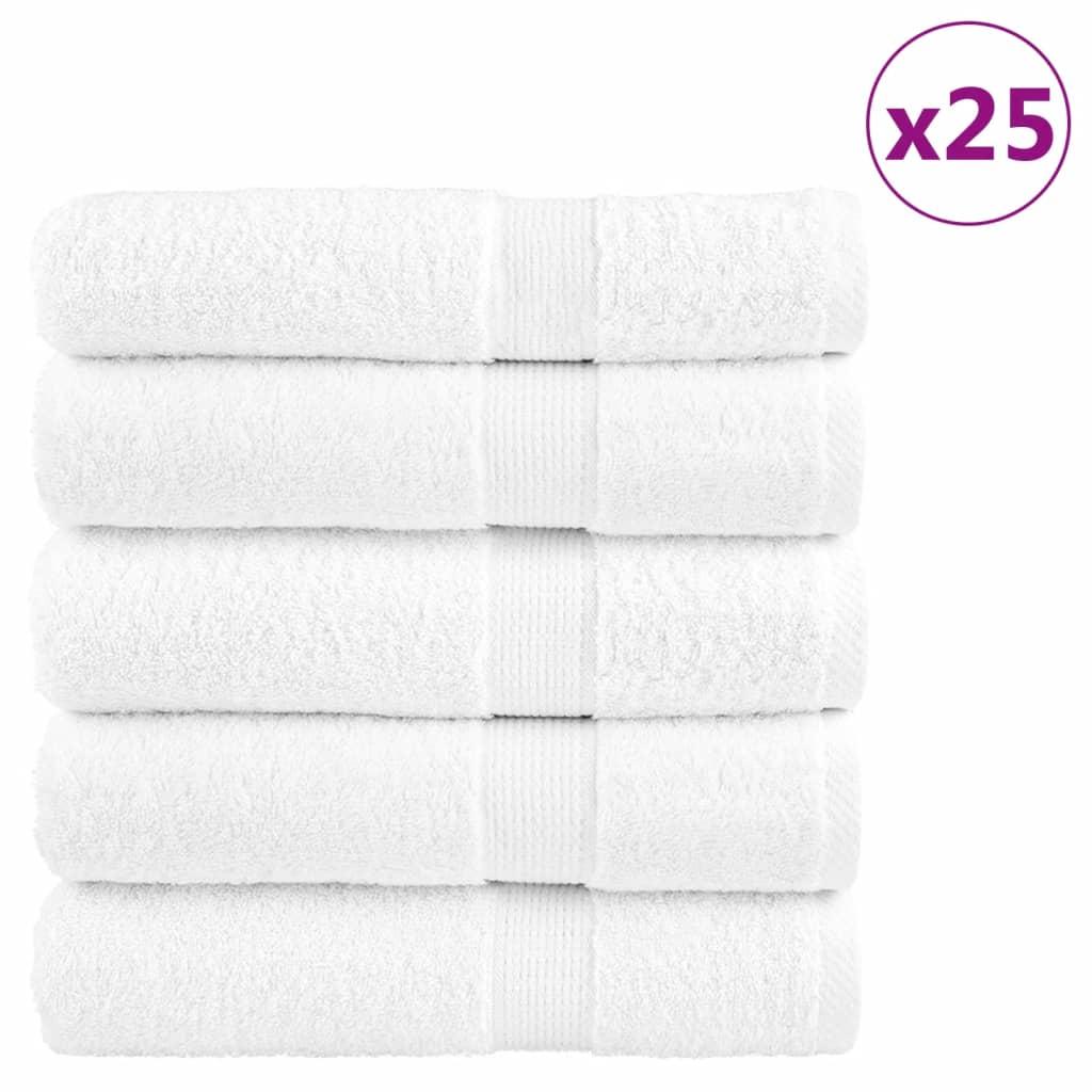 vidaXL Premium Bath Towels "SOLUND" 25 pcs White 100x150 cm 600 gsm 2