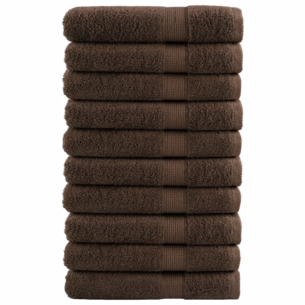 vidaXL Premium Towels "SOLUND" 10 pcs Brown 100x200 cm 600 gsm 1