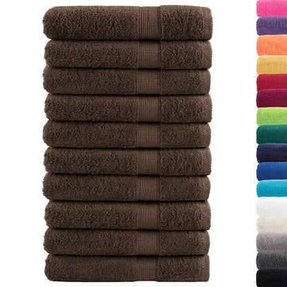 vidaXL Premium Towels "SOLUND" 10 pcs Brown 100x200 cm 600 gsm 2