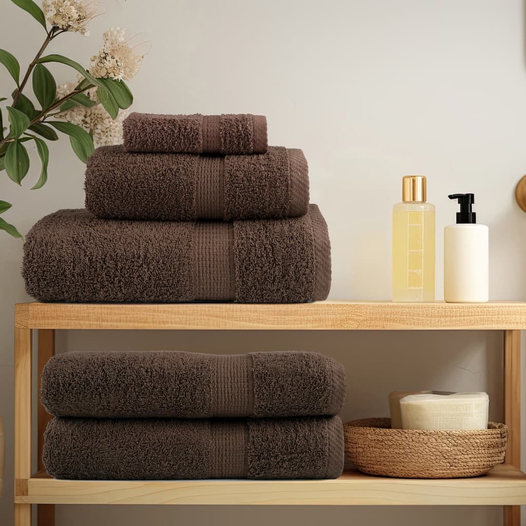 vidaXL Premium Towels "SOLUND" 10 pcs Brown 100x200 cm 600 gsm 3