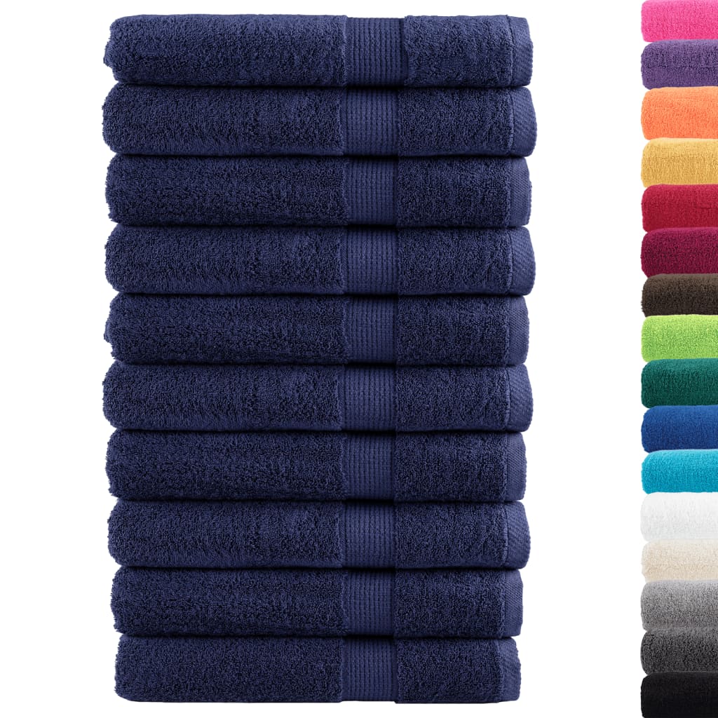 vidaXL Premium Towels "SOLUND" 10 pcs Navy Blue 100x200 cm 600 gsm 2