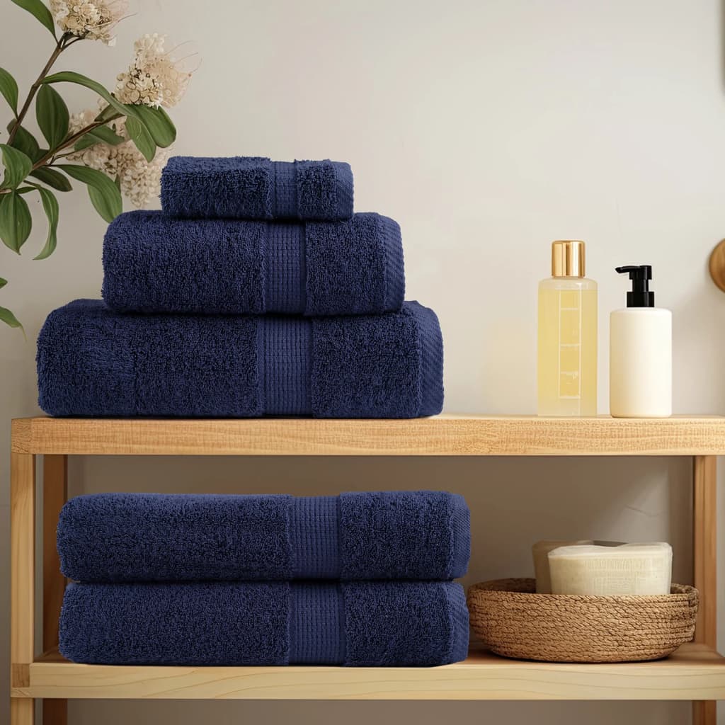 vidaXL Premium Towels "SOLUND" 10 pcs Navy Blue 100x200 cm 600 gsm 3