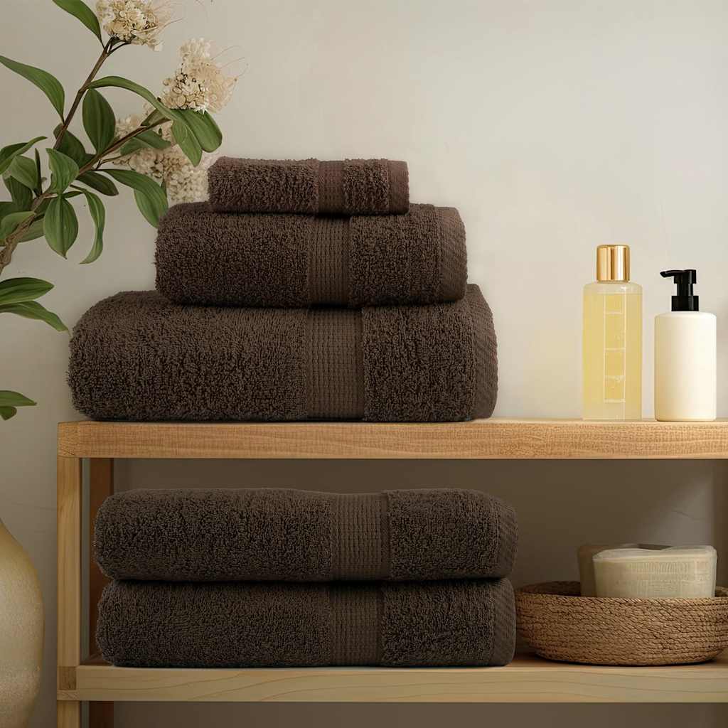 8 Piece Premium Towel Set SOLUND 600 gsm Brown